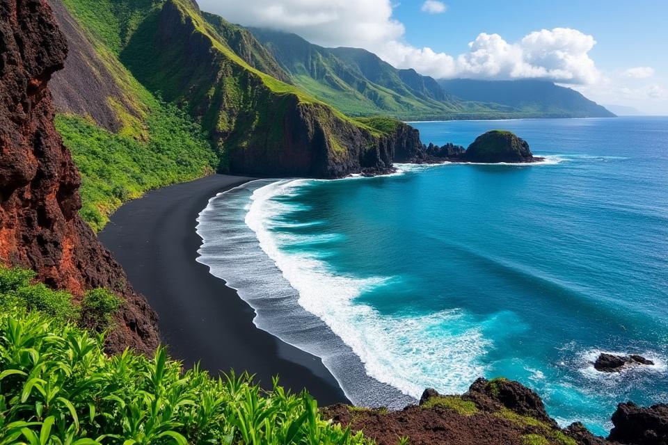 Vue panoramique de Hana à Maui