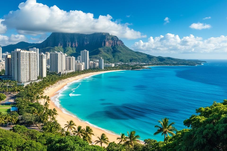 Vue panoramique de Honolulu & Waikiki à Oahu