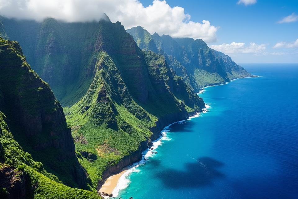 Vue panoramique de Na Pali Coast à Kauai